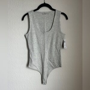 Abercrombie Thong Heather Grey Bodysuit w Square neckline
